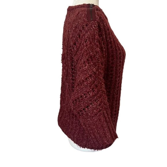 Loft Wine Colored Boat Neck Sweater. Textured. 3/4 Sleeves. Sz Sm. EUC! - Picture 6 of 11